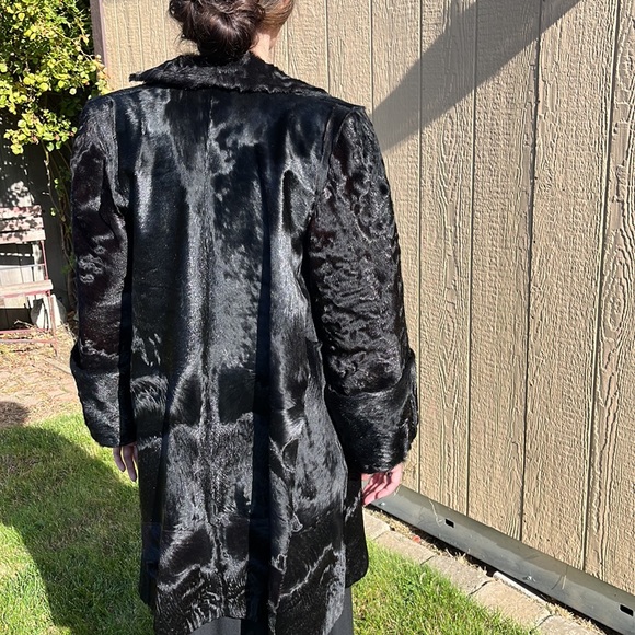 VTG EUC Fur Coat Maxi Midi Length Black Cuffed Sleeve by Vancouver Fur Co SzS/M - Picture 7 of 13